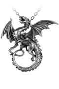 Dark Gothic Dragon Pendant With Serpentine Wings