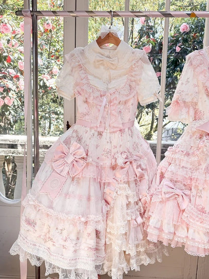 [pre-order Deadline: May 8] Sweet Lace Ribbon Layered Ruffle Blouse