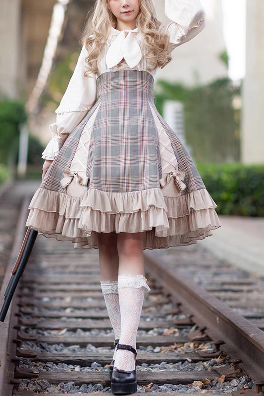 Multi-color Backlight Memoirs Slim Bowknot Sleeveless Ruffle Classic Lolita Dress