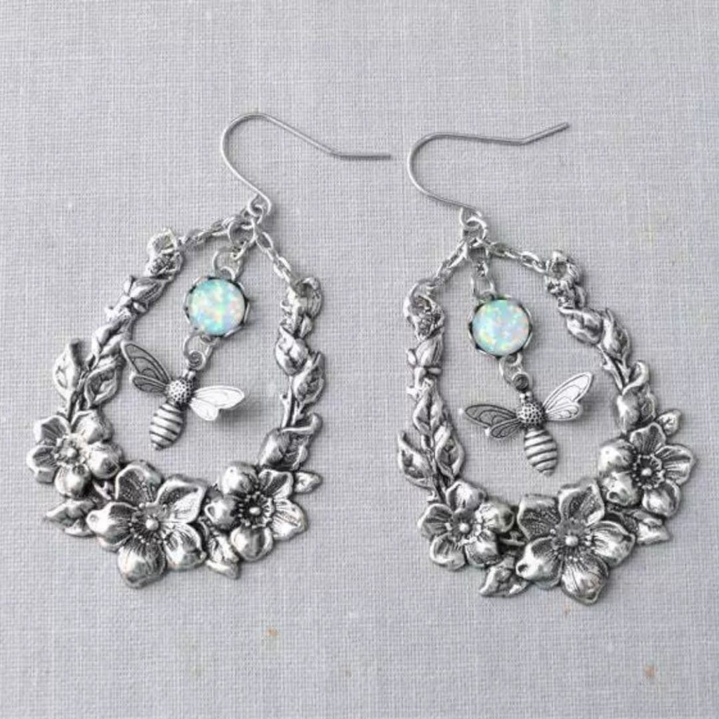 Sacred Bee Blossom Opal Earrings