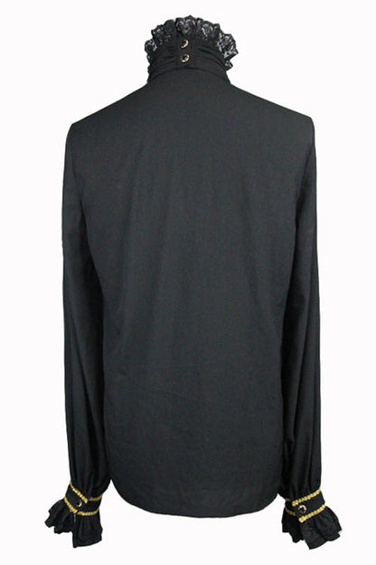 Black Chiffon Chest Embroidery Lace Sleeves Gothic Blouse