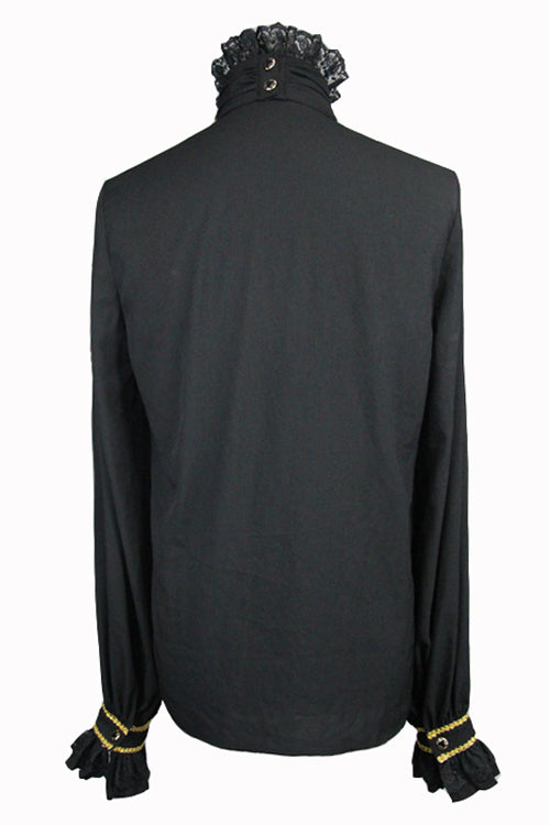 Black Chiffon Chest Embroidery Lace Sleeves Gothic Blouse