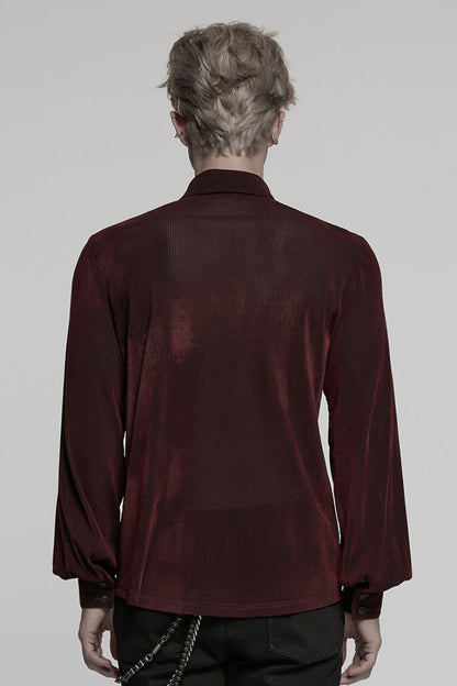 Black/red Double-breasted Long Puff Sleeves Gothic Blouse