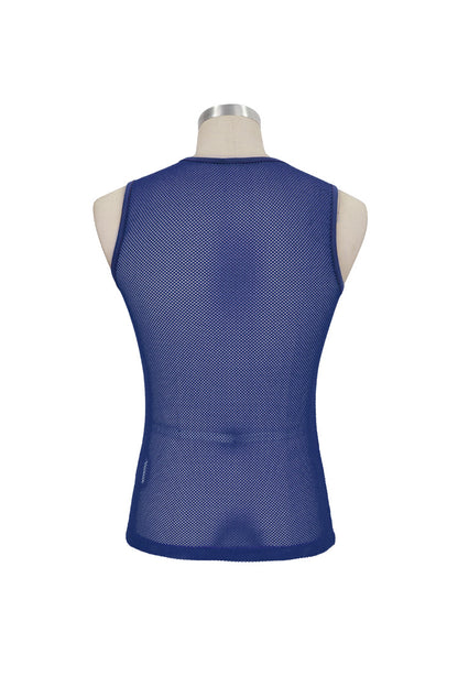 Blue Elasticity Perspective Rhombus Net Yarn Sleeveless Gothic T-shirt