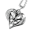 Double Horse of Heart Shaped Pendant / Necklace of Stainless Steel