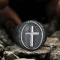 Dragon Scale Pattern Sterling Silver Cross Ring