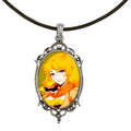 Yang Portrait From Rwby Anime Antique Silver Cameo Pendant on 18" Black Leather Cord Necklace