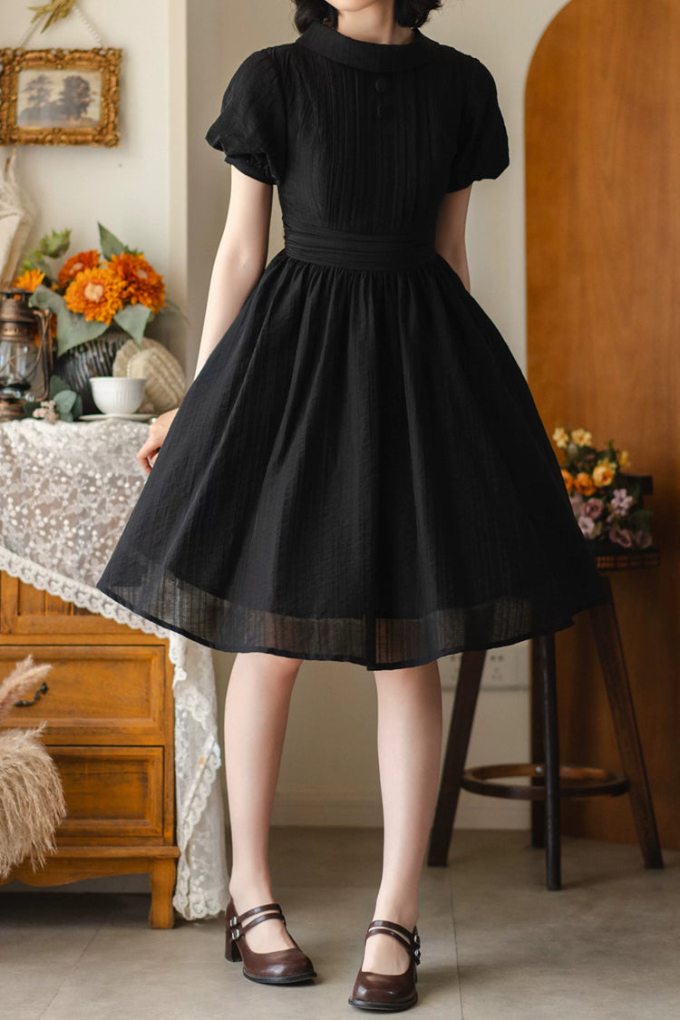 Black [forest Gallery] High Collar Short Lantern Sleeves Pastoral Style Classic Lolita Dress