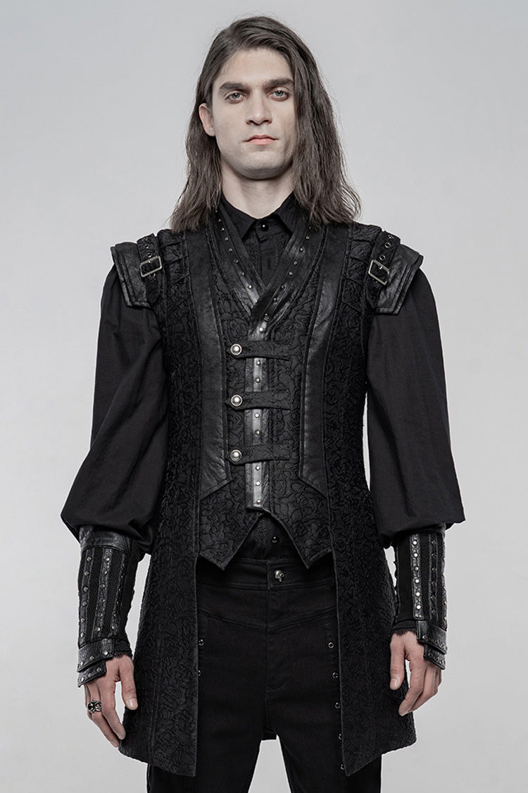 Black Stand Collar Sleeveless Buckle Punk Vest