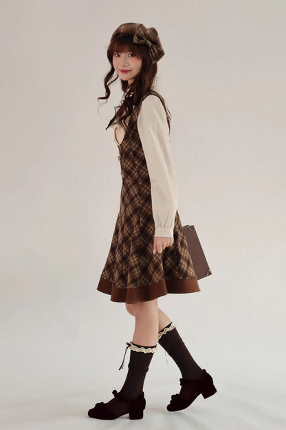 Brown [broken Pocket Watch] Sleeveless Printed Classic Lolita Bust-support Jsk Dress