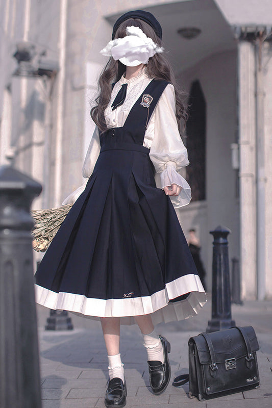 Blue Sleeveless Classic College Style Lolita Jumper Dress