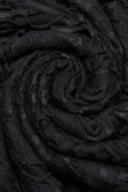 Black Long Sleeves Ripped Print Stitching Gothic T-shirt