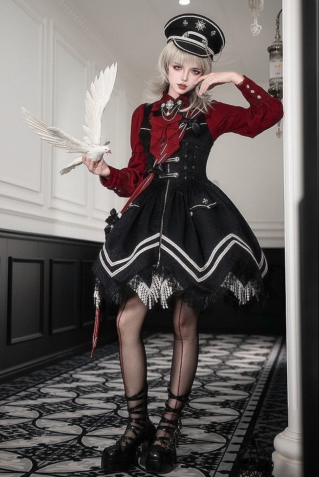 [pre-order Deadline: April 23] Dawnbreaker Gothic Jacquard Military Bustier Suspender Dress