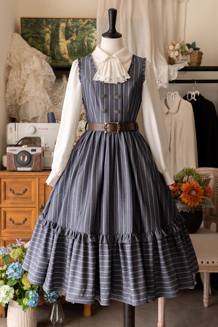 [small Estate] Sleeveless Ruffle Fishbone Classic Lolita Dress 3 Colors