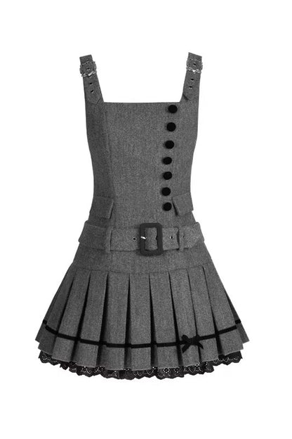Grey [letters & Poems · Grace] Ruffled Daily Classic Lolita Jsk Dress 2 Versions
