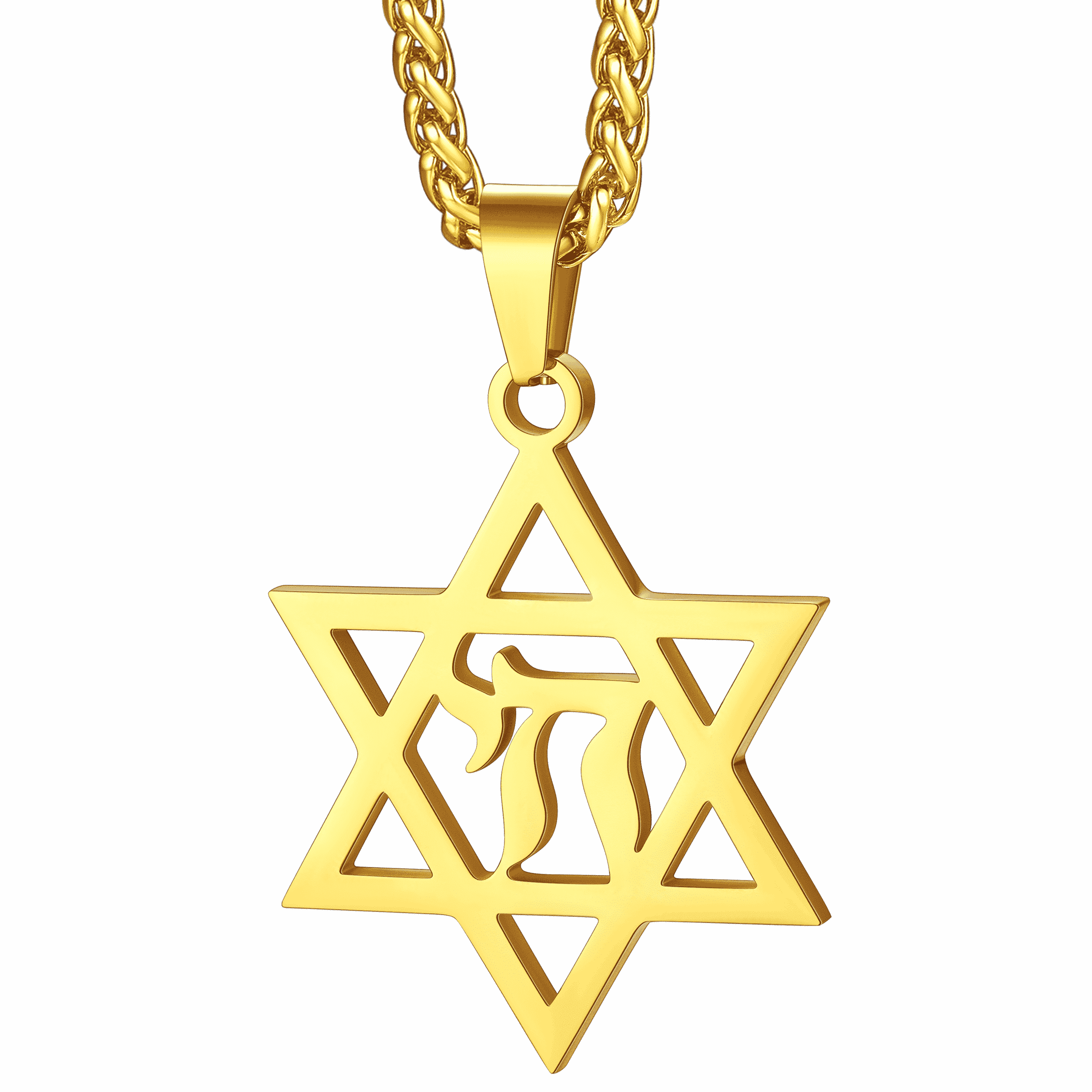 Star of David Hebrew Letter Necklace for