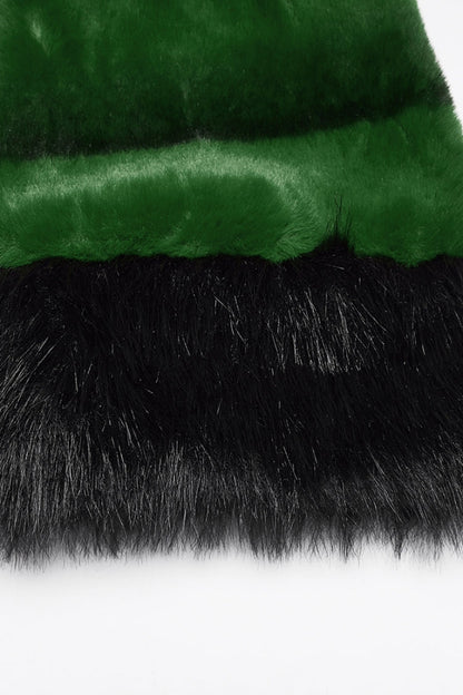 Green Stand Collar Long Sleeves Buckle Straps Faux Fur Punk Short Cloak