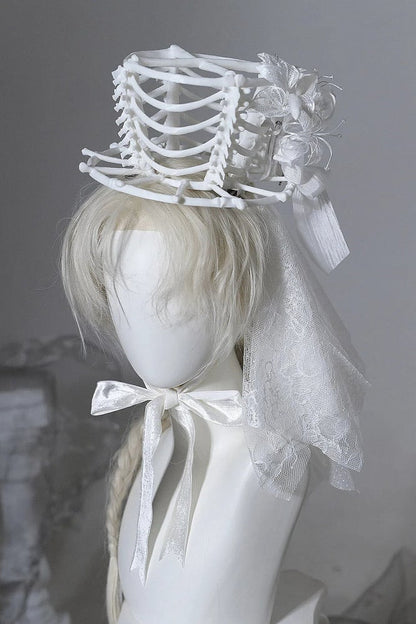 [pre-order Deadline: June 8] Phantom Knight Series Flower Veil Skeleton Hat + Mini Hat
