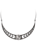 Edgy Crescent Moon Phases Necklace With Crystals