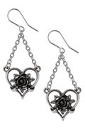Gothic Earrings With Black Rose Design