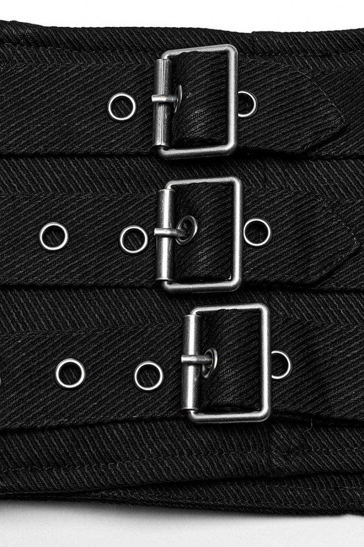 Black Multi-buckles Studded Lace-up Punk Girdle