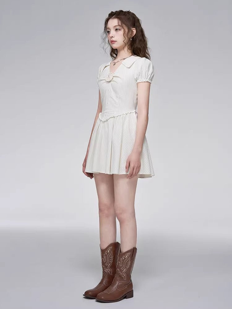 Romantic Rose Puff Sleeve Dress