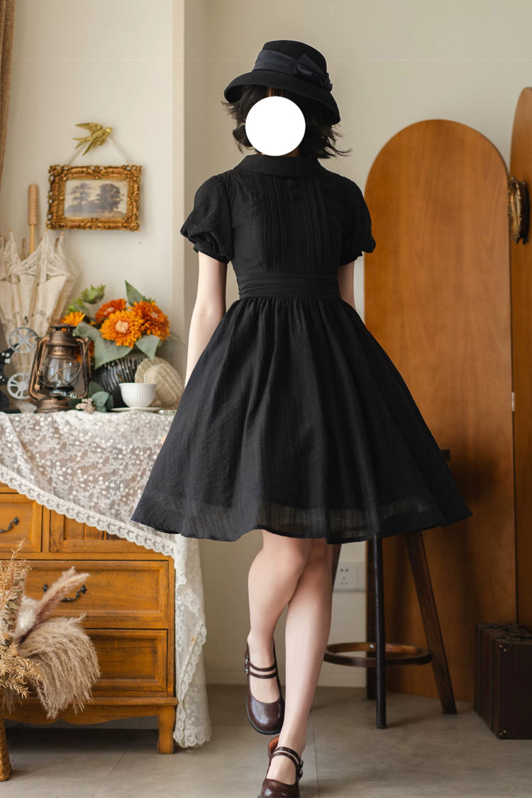Black [forest Gallery] High Collar Short Lantern Sleeves Pastoral Style Classic Lolita Dress