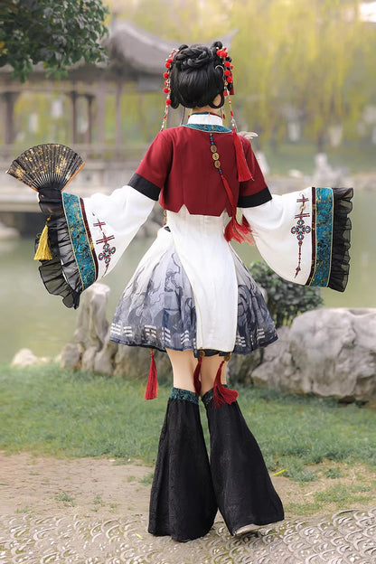 Multi-color [fox Trace Codex] Stand Collar Long Sleeves Printed Embroidered Classic Chinese Style Lolita Dress