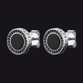 Viking Rune Black Onyx Stud Earrings in Sterling Silver for