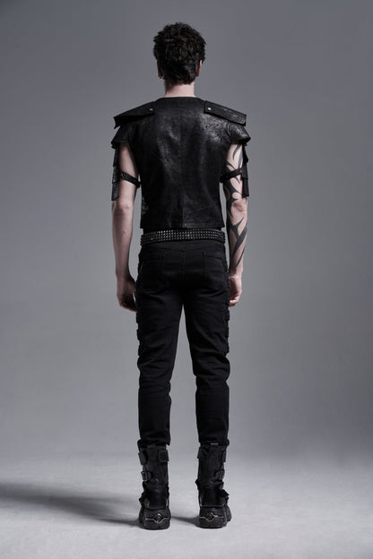 Black Multi-layer Stitching Punk Vest