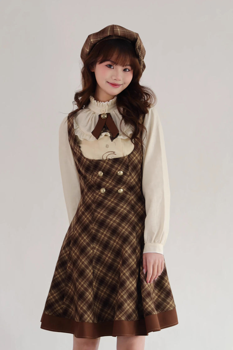 Brown [broken Pocket Watch] Sleeveless Printed Classic Lolita Bust-support Jsk Dress