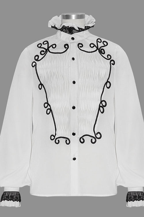 White Chiffon Hand Embroidered Gothic Blouse