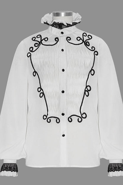 White Chiffon Hand Embroidered Gothic Blouse