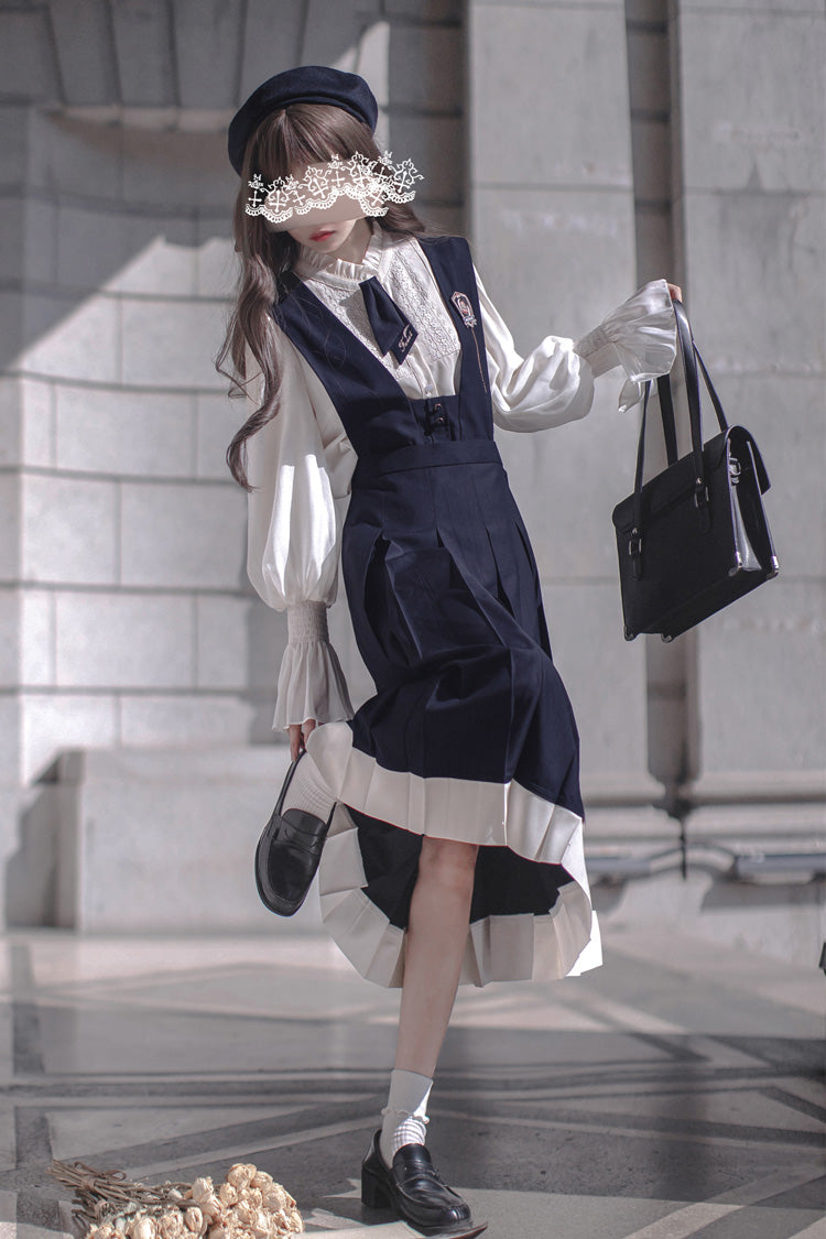 Blue Sleeveless Classic College Style Lolita Jumper Dress