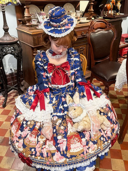 [pre-order Deadline: April 26] Retro Romance Sweet Lolita Ribbon Cake Print Princess Sleeve Dress