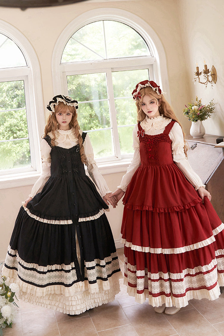 Red [lily] Multi-layered Ruffle Lace Classic Lolita Jsk Dress