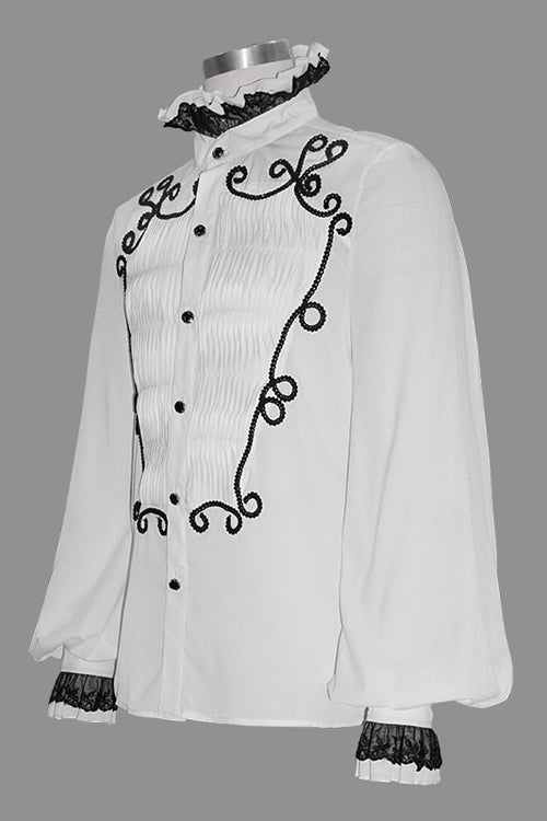 White Chiffon Hand Embroidered Gothic Blouse