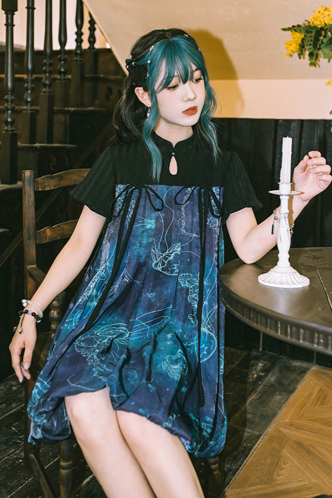Jellyfish Print Bud Dress