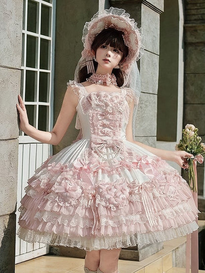 [pre-order Deadline: April 3] Pure Sweet Rose Fantasy Tiered Lolita Dress