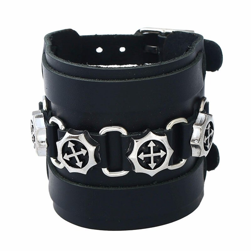 Brown Wide Genuine Leather Bracelet / Punk Wristband for and