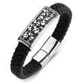 Genuine Leather Stainless Steel Bracelet With Skulls / Jewelry in Rock Punk Style