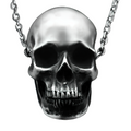 Gothic Pendant in the Form Humans Skull / Copper Silver Color Necklace
