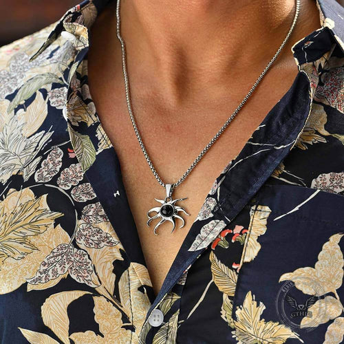 Black Gem Octopus Stainless Steel Marine Pendant