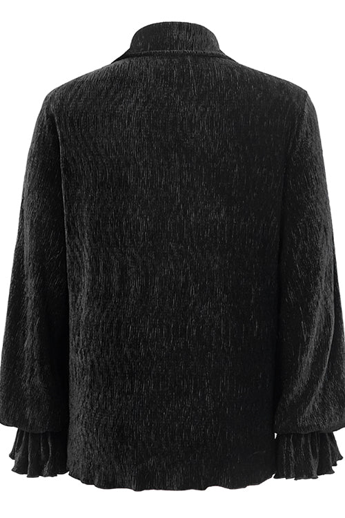 Black Velvet Elastic Lantern Sleeves Gothic Blouse