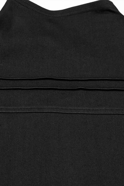 Black Stand Collar Long Sleeves Asymmetric Zipper Punk Blouse