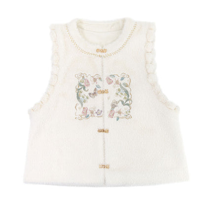 Plush Round Neck Chinese-style Set