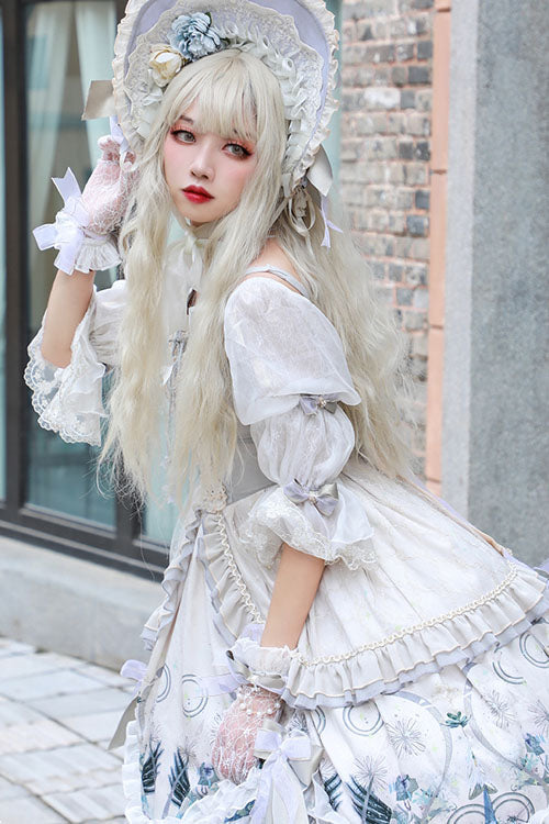 White Rose Maiden Hanayome Multi-layer Ruffled Classic Lolita Op Dress