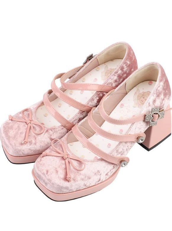 Little Ribbon Velvet Platform High Heel
