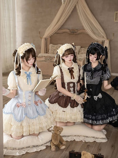 [pre-order Deadline: May 8] Classic Lace Ribbon Blouse + Suspender Tiered Dress Full Set + Complete Set