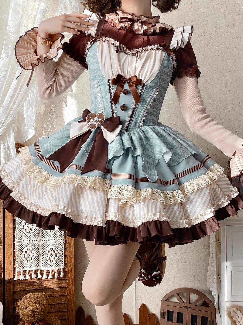 [pre-order] Mint Chocolate Lolita Tutu Sweet Dress + Ribbon Headband